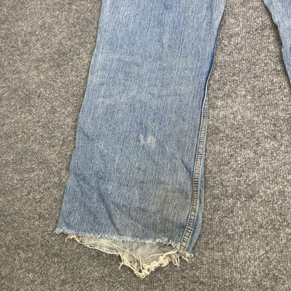 Aeropostale Benton Original Boot Jeans Mens 34 Blue Light Wash Distressed Raw